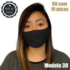 Máscara de Íons de Prata 3D com regulador - Kit com 5 brancas e 5 pretas